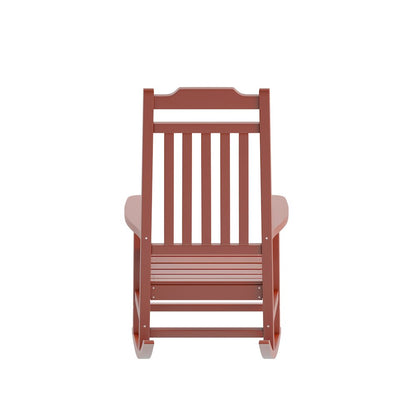 Set of 2 Red Faux Wood Rocking Chairs for Indoor or Outdoor Use