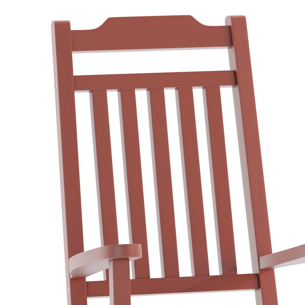 Set of 2 Red Faux Wood Rocking Chairs for Indoor or Outdoor Use