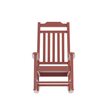 Set of 2 Red Faux Wood Rocking Chairs for Indoor or Outdoor Use