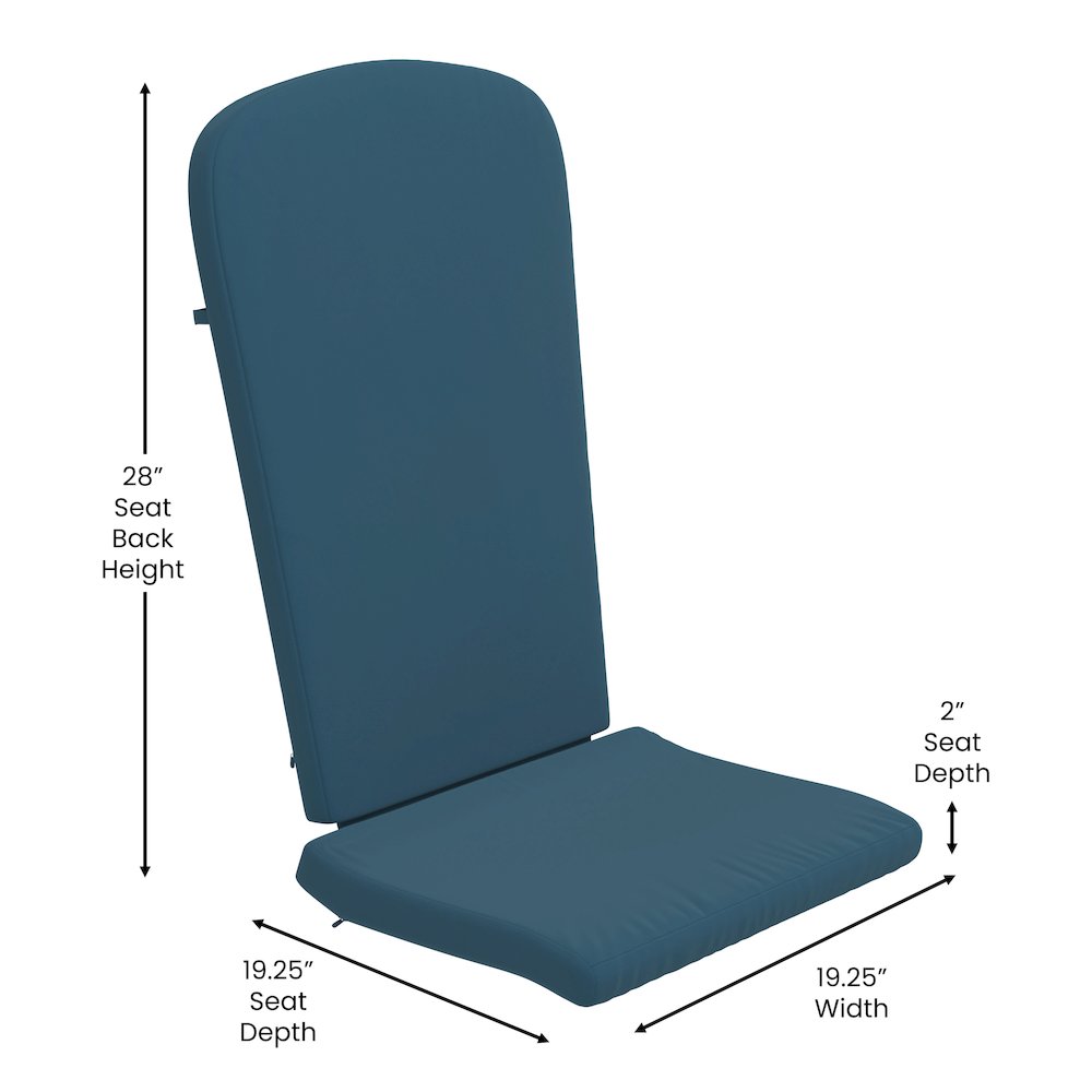 Set of 2 Adirondack Rocking Chairs in White with Teal Cushions, Porch, and Patio