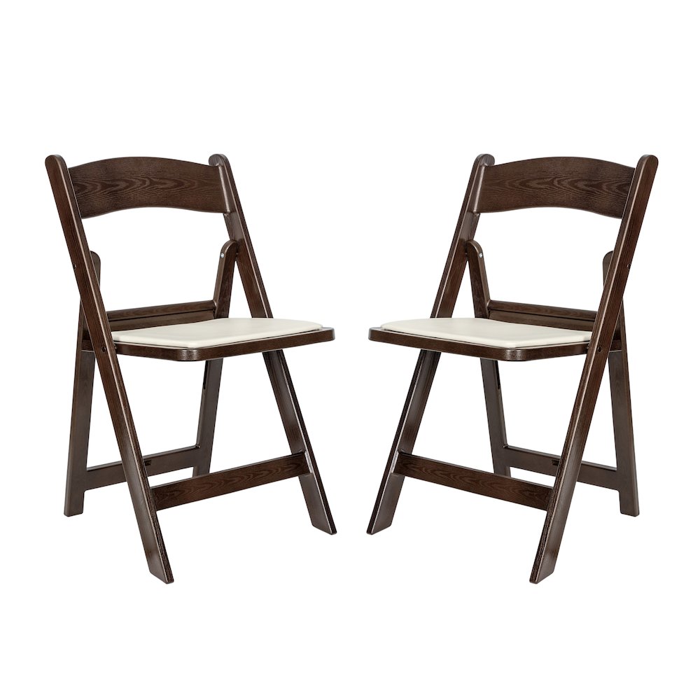 2 Pack Commercial Dark Brown Lightweight Wood Look Resin Folding Event Chair