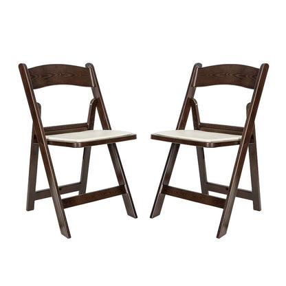2 Pack Commercial Dark Brown Lightweight Wood Look Resin Folding Event Chair