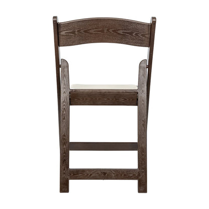 2 Pack Commercial Dark Brown Lightweight Wood Look Resin Folding Event Chair