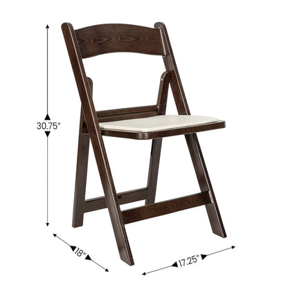 2 Pack Commercial Dark Brown Lightweight Wood Look Resin Folding Event Chair