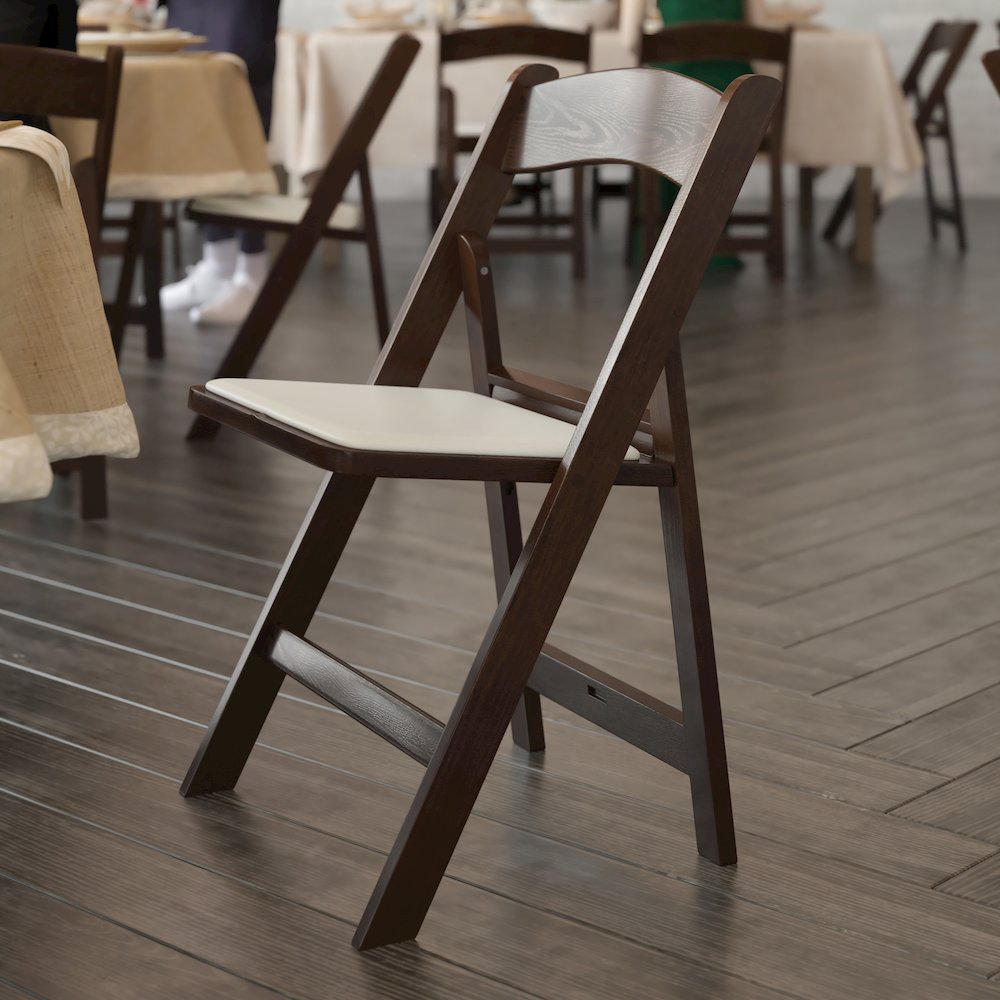 2 Pack Commercial Dark Brown Lightweight Wood Look Resin Folding Event Chair