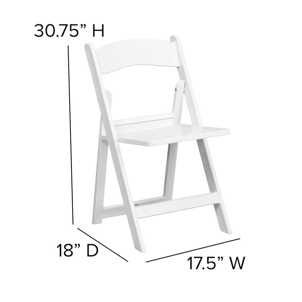 1000 lb. Capacity White Resin Folding Chair with Slatted Seat