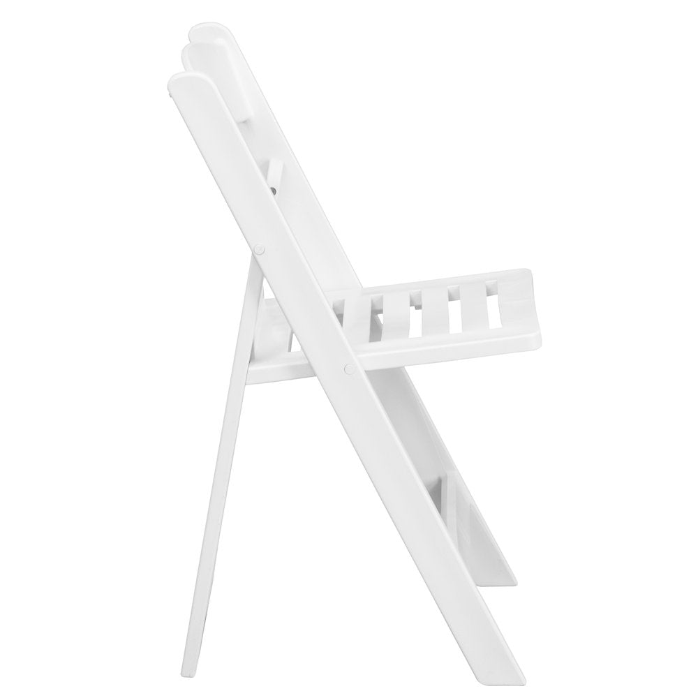 1000 lb. Capacity White Resin Folding Chair with Slatted Seat