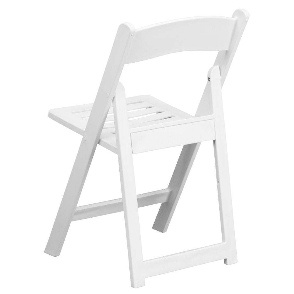 1000 lb. Capacity White Resin Folding Chair with Slatted Seat