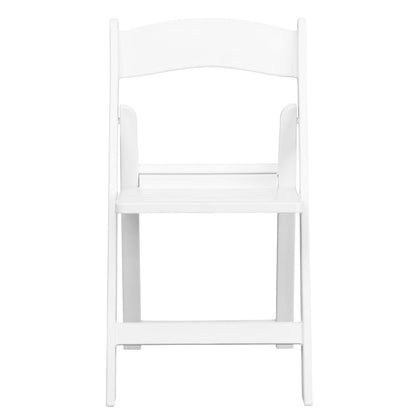 1000 lb. Capacity White Resin Folding Chair with Slatted Seat