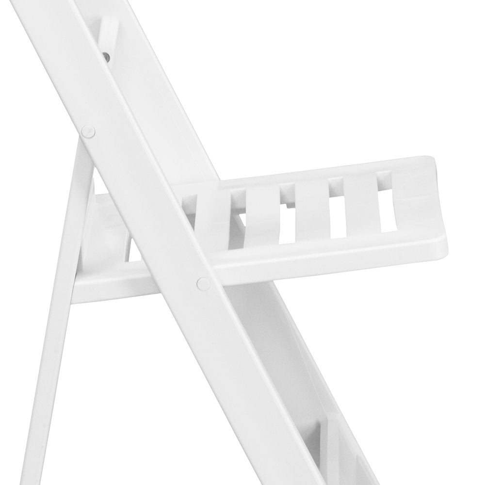 2 Pack HERCULES Series 1000 lb. Capacity White Resin Folding Chair with Slatted Seat