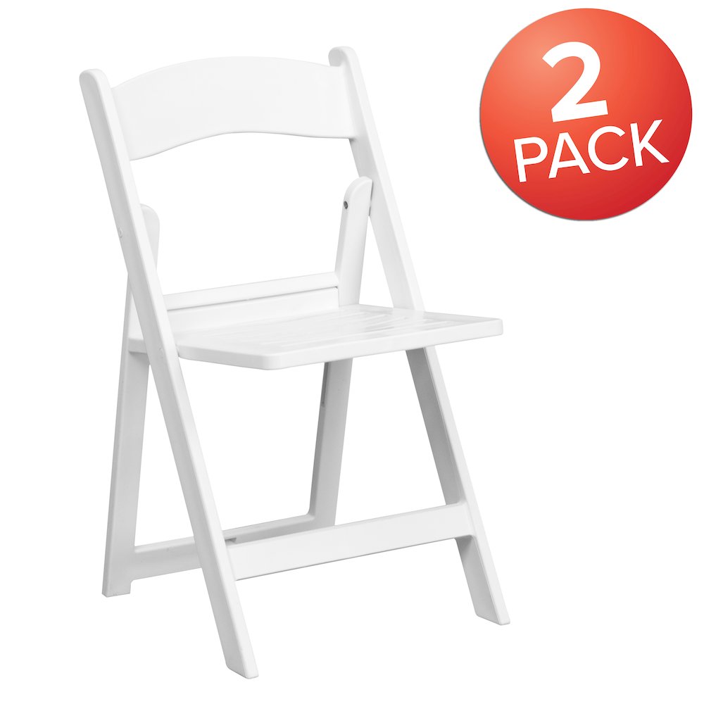 1000 lb. Capacity White Resin Folding Chair with Slatted Seat