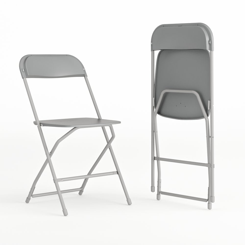 Plastic Folding Chair Grey - 2 Pack 650LB Weight Capacity