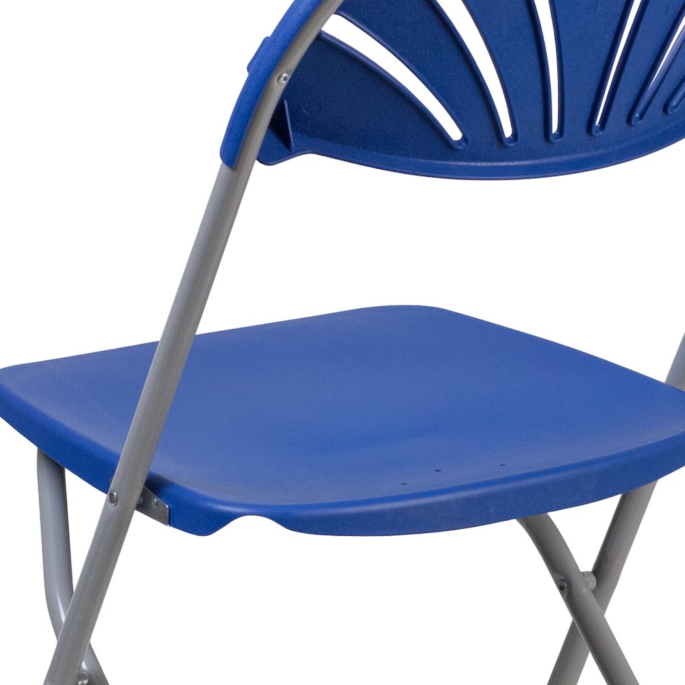 2 Pack HERCULES Series 650 lb. Capacity Blue Plastic Fan Back Folding Chair