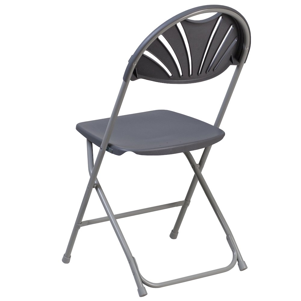 2 Pack HERCULES Series 650 lb. Capacity Charcoal Plastic Fan Back Folding Chair