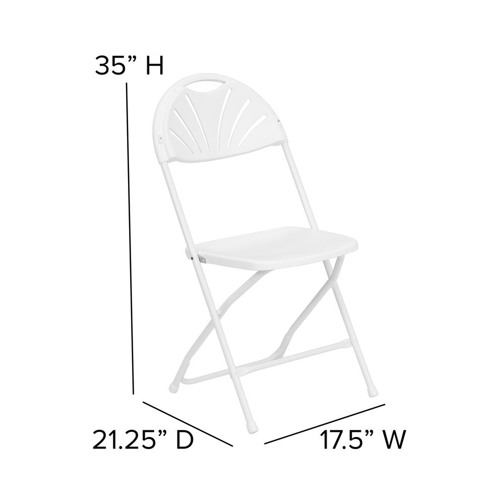 650 lb. Capacity White Plastic Fan Back Folding Chair
