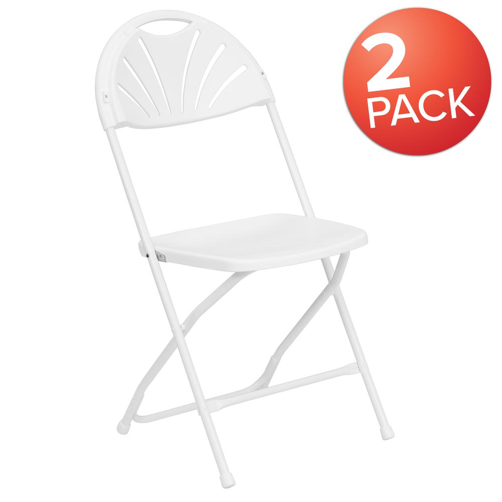650 lb. Capacity White Plastic Fan Back Folding Chair