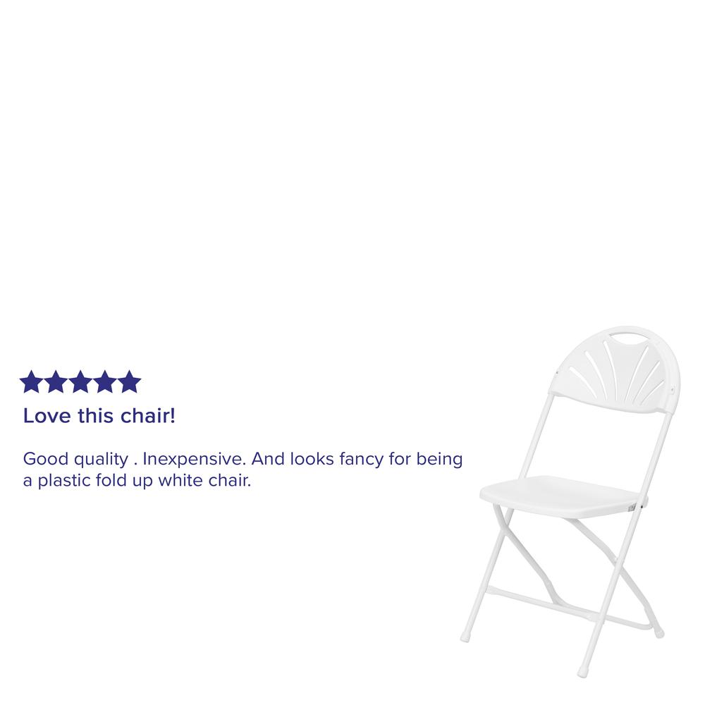 650 lb. Capacity White Plastic Fan Back Folding Chair