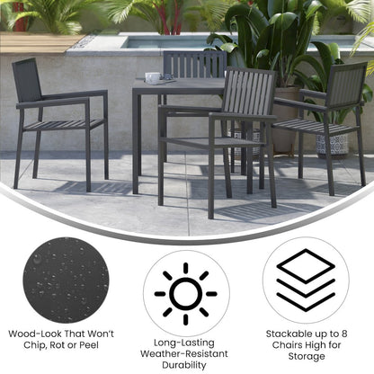 Set of 2 Indoor/Outdoor Stacking Club Chairs