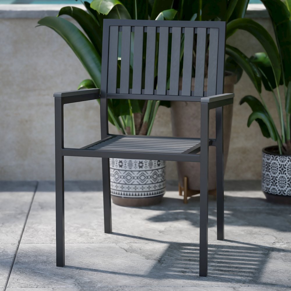 Set of 2 Indoor/Outdoor Stacking Club Chairs