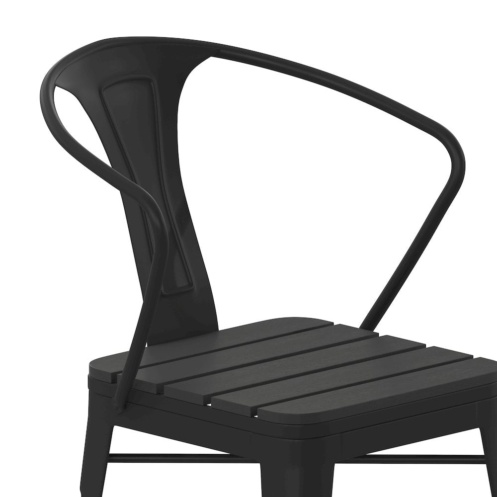 Indoor/Outdoor Black Stacking Arm Chair, Set of 2