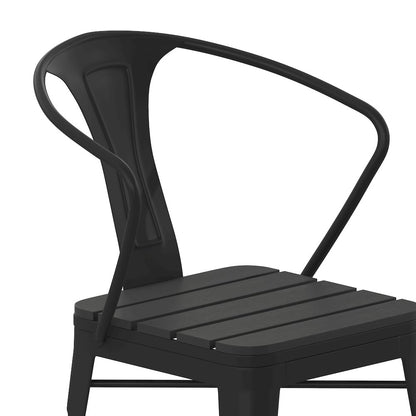 Indoor/Outdoor Black Stacking Arm Chair, Set of 2
