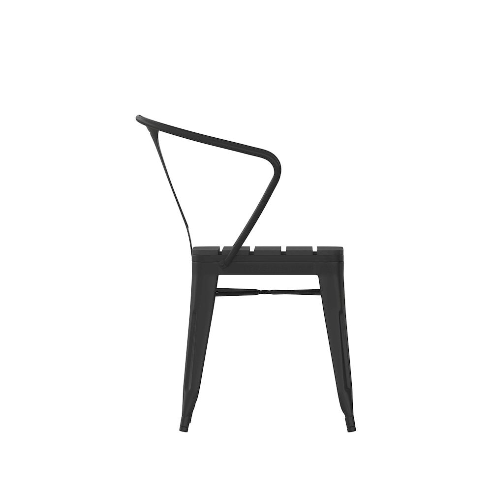 Indoor/Outdoor Black Stacking Arm Chair, Set of 2