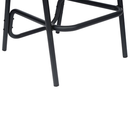 Set of 2 Rattan Restaurant Barstool with Black Aluminum Frame, Medium Brown