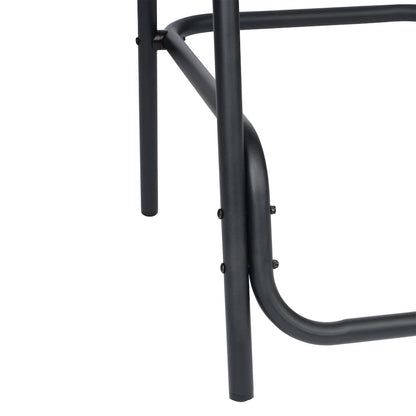 Set of 2 Rattan Restaurant Barstool with Black Aluminum Frame, Medium Brown