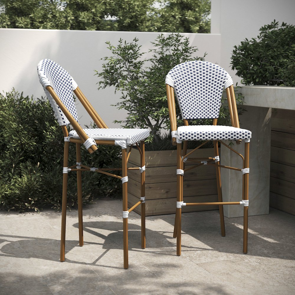 2PK White/Navy - Paris Stool