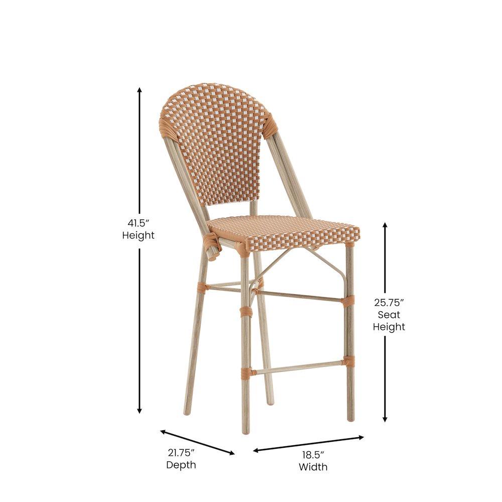 2PK Natural/White Paris Stool
