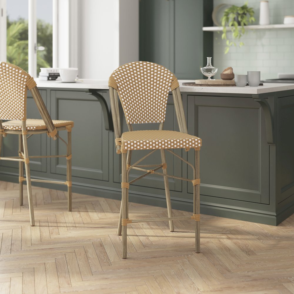 2PK Natural/White Paris Stool