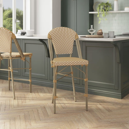 2PK Natural/White Paris Stool
