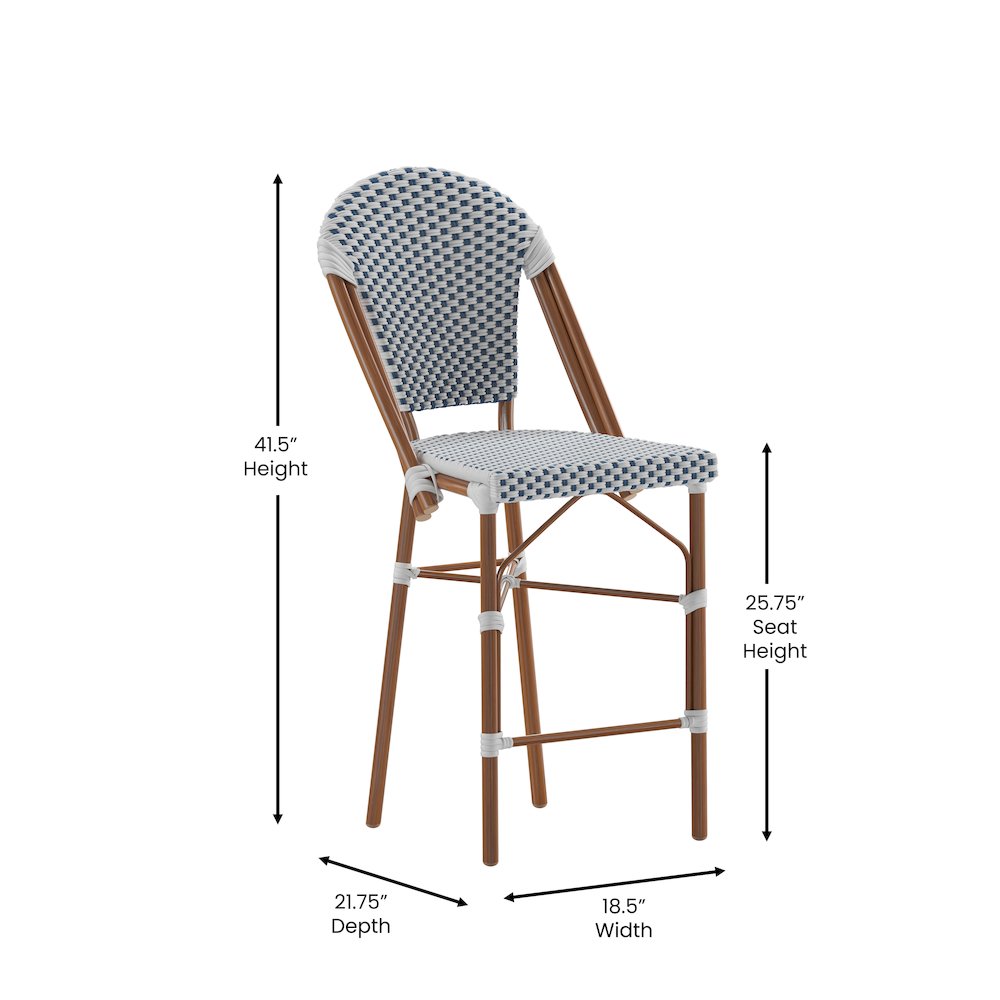 2PK White/Navy Paris Stool