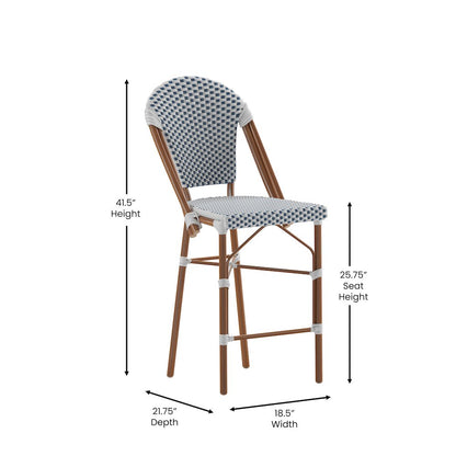 2PK White/Navy Paris Stool