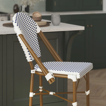 2PK White/Navy Paris Stool