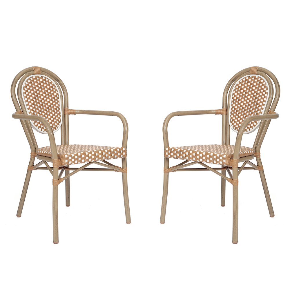 Set of 2 Classic Bistro Chairs, Natural & White/Light Natural Frame