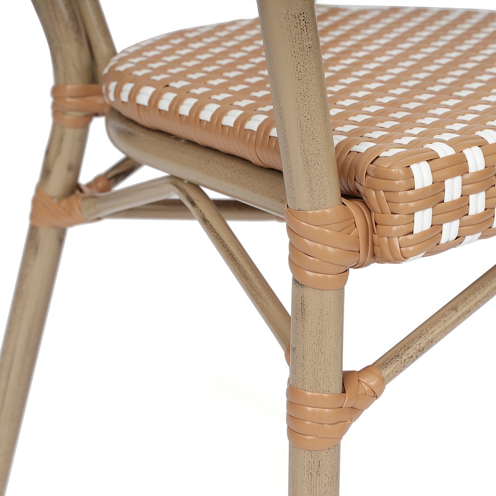 Set of 2 Classic Bistro Chairs, Natural & White/Light Natural Frame