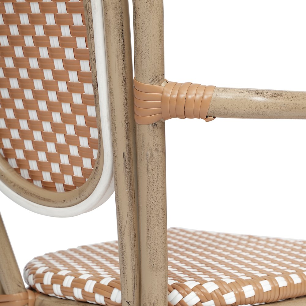 Set of 2 Classic Bistro Chairs, Natural & White/Light Natural Frame
