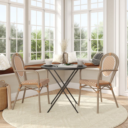 Set of 2 Classic Bistro Chairs, Natural & White/Light Natural Frame