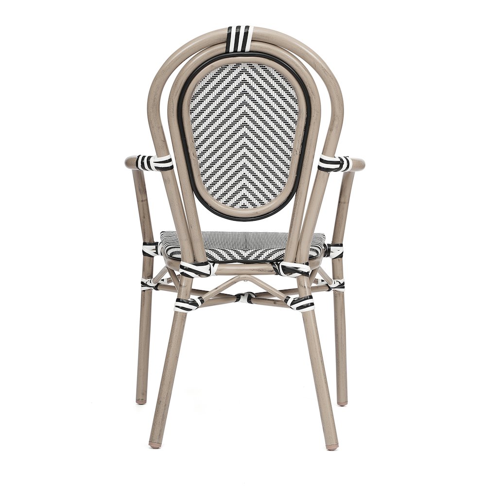 Set of 2 Classic Bistro Chairs, Black & White/Light Natural Frame