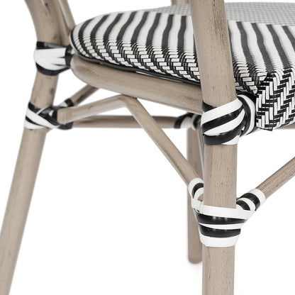 Set of 2 Classic Bistro Chairs, Black & White/Light Natural Frame