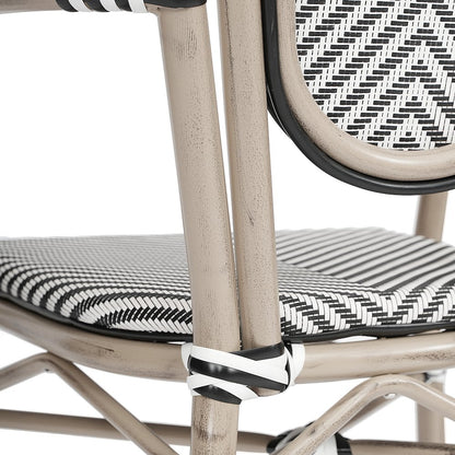 Set of 2 Classic Bistro Chairs, Black & White/Light Natural Frame