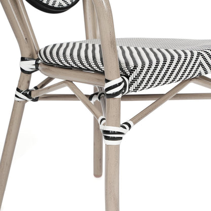Set of 2 Classic Bistro Chairs, Black & White/Light Natural Frame