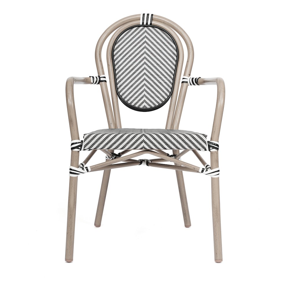 Set of 2 Classic Bistro Chairs, Black & White/Light Natural Frame