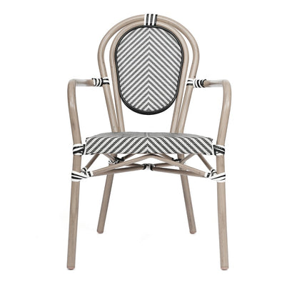 Set of 2 Classic Bistro Chairs, Black & White/Light Natural Frame