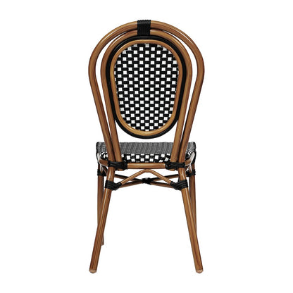 2 Pack Bistro Stack Chair Natural/White PE Rattan and Bamboo Aluminum Frame