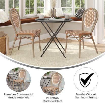 Set of 2 Classic Bistro Chairs, Natural & White/Light Natural Frame