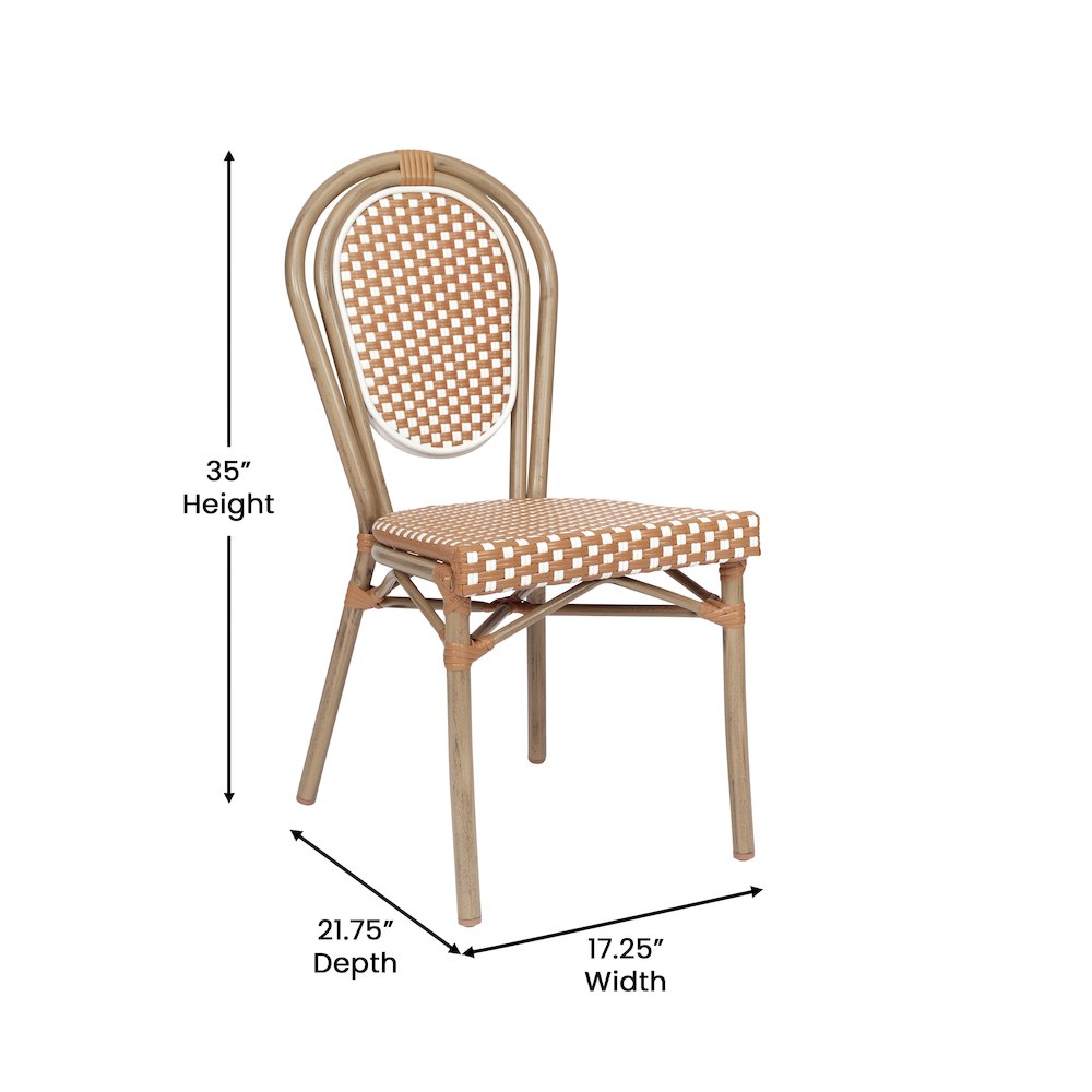 Set of 2 Classic Bistro Chairs, Natural & White/Light Natural Frame