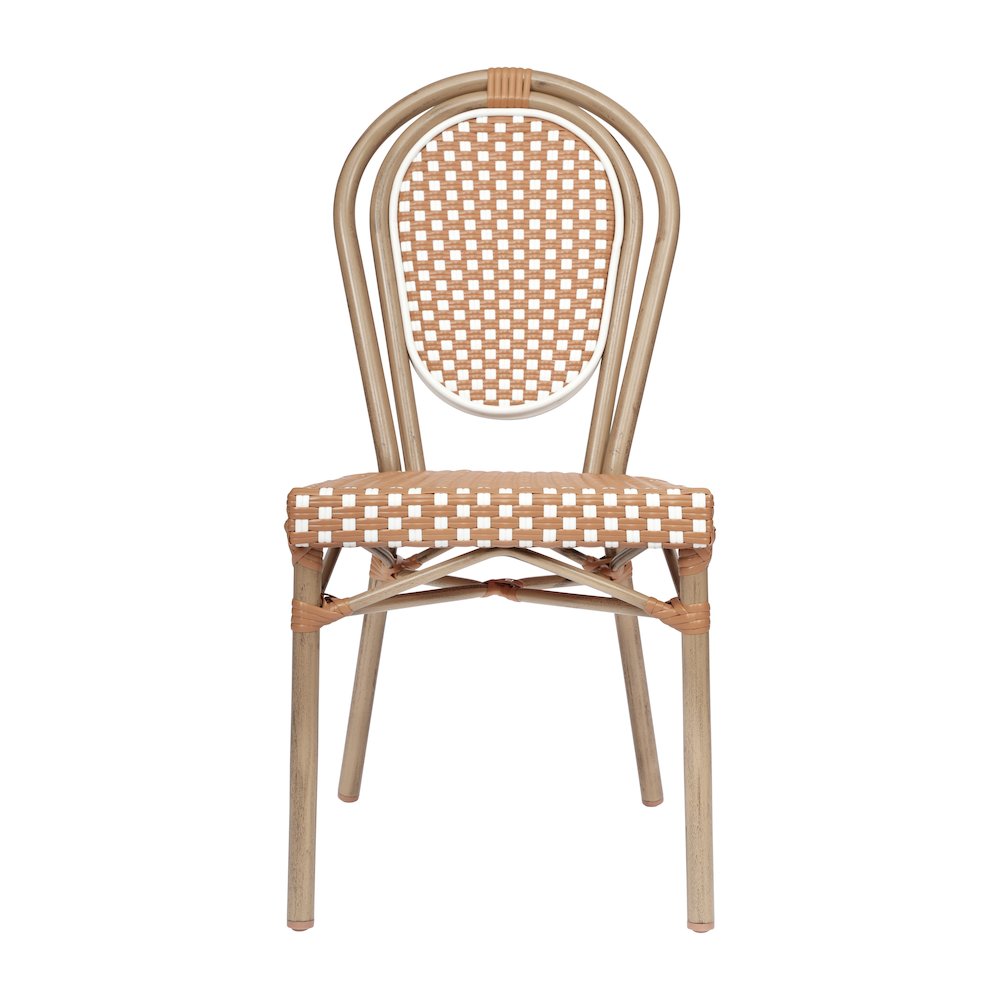 Set of 2 Classic Bistro Chairs, Natural & White/Light Natural Frame