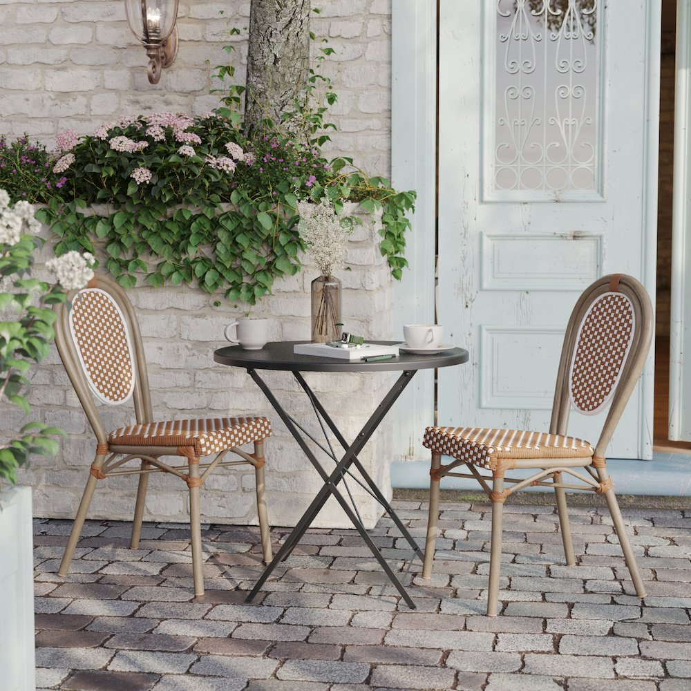 Set of 2 Classic Bistro Chairs, Natural & White/Light Natural Frame